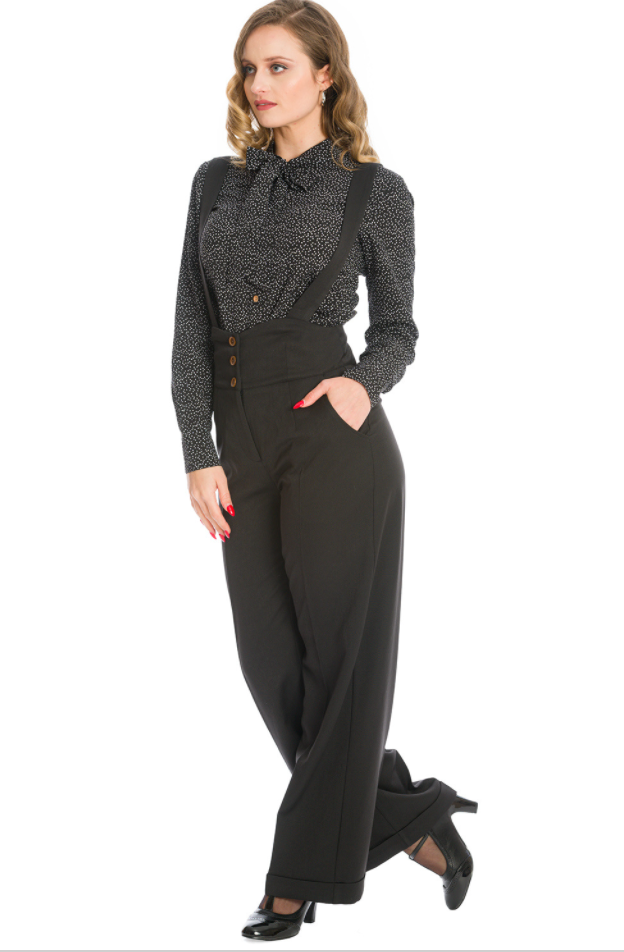 High Waist Hose, Her Favourite, Trousers,  Schwarz, Plus Size