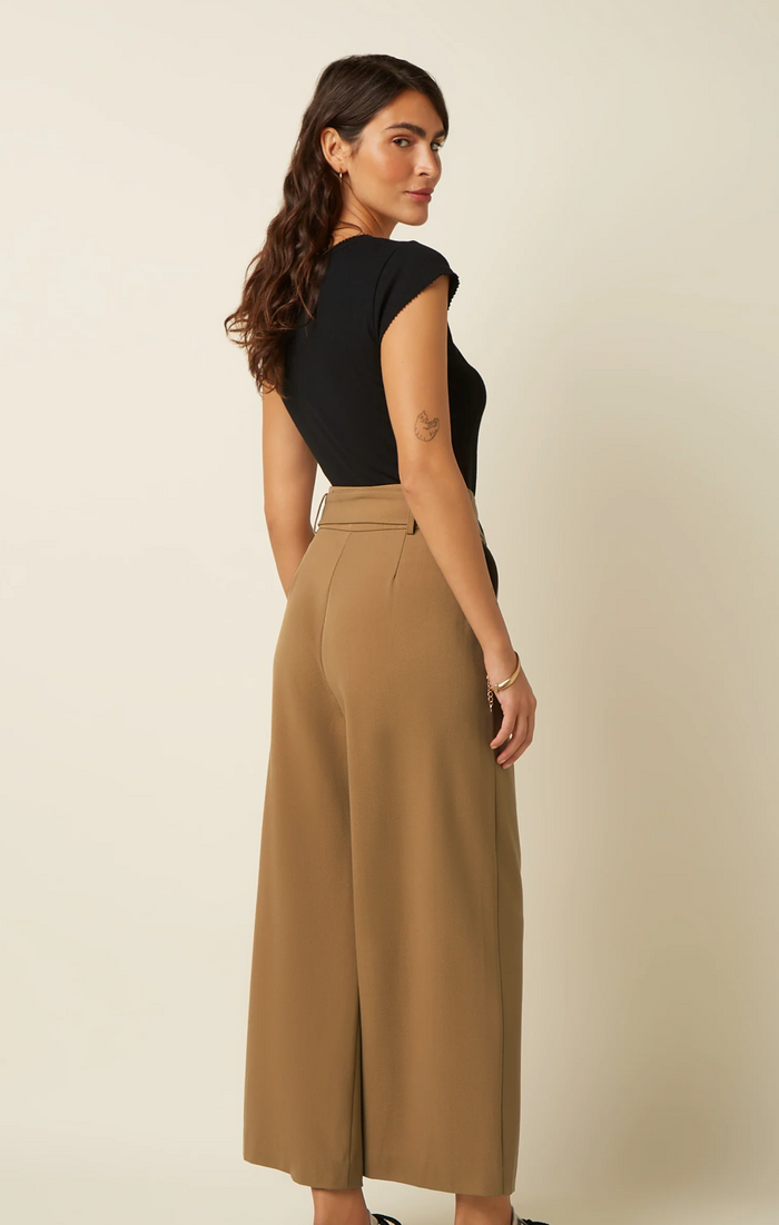 High-Waist Hose mit Bindegürtel, Ava Pants Tuillerie, Camel , Plus Size