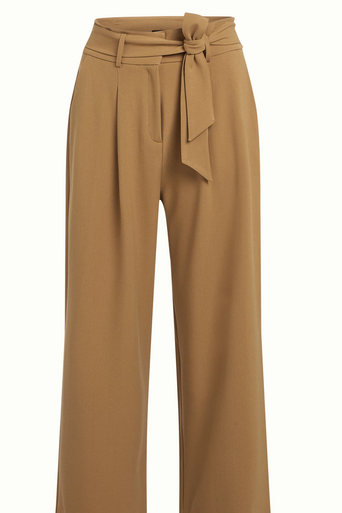 High-Waist Hose mit Bindegürtel, Ava Pants Tuillerie, Camel