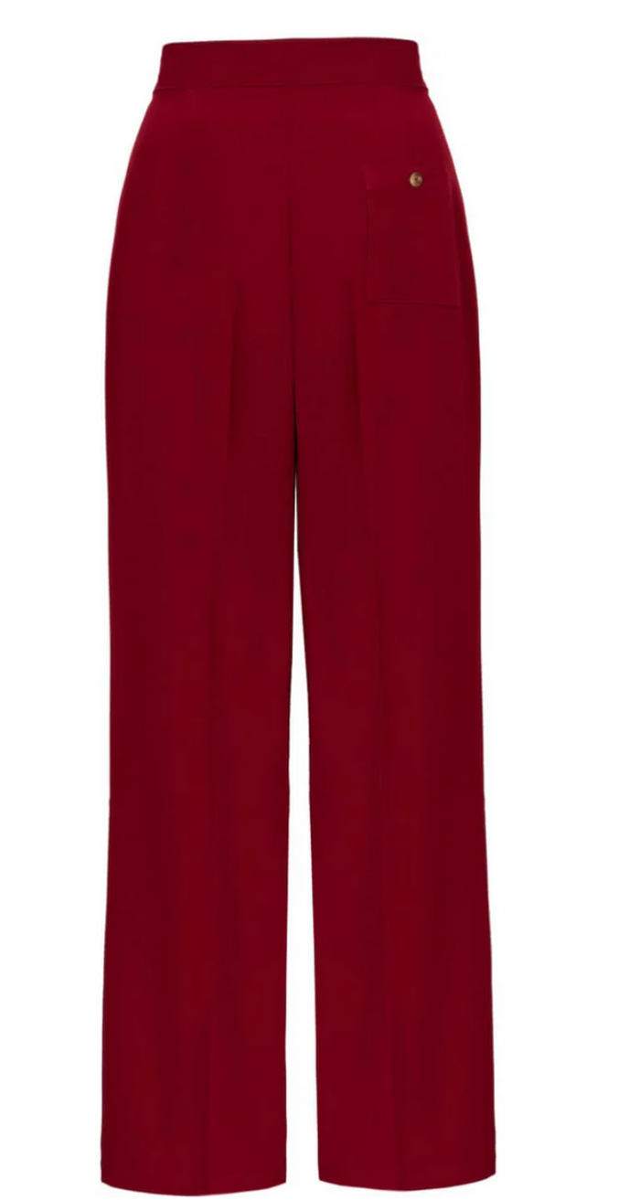 High Waist Marlenehose Ginger, 40's, Dunkelrot, Plus Size