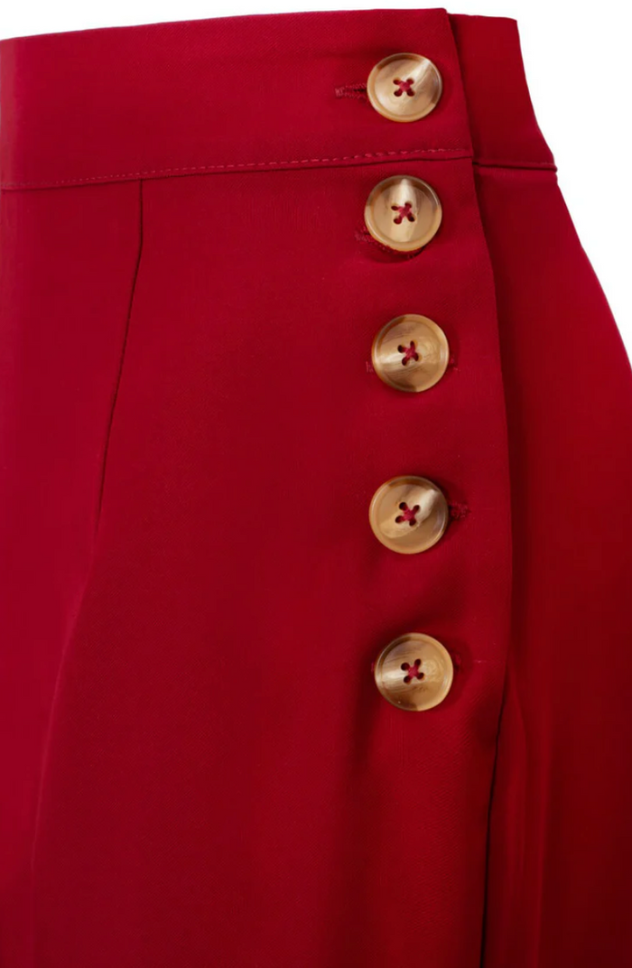 High Waist Marlenehose Ginger, 40's, Dunkelrot, Plus Size
