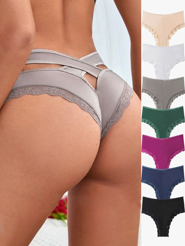 Hollow Out Silk T-back Panties