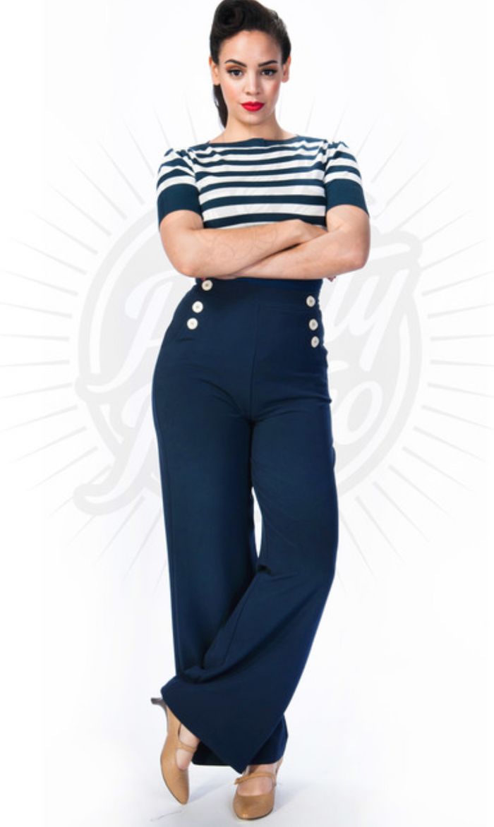 Hose Sailor Slacks, Navy , Plus Size
