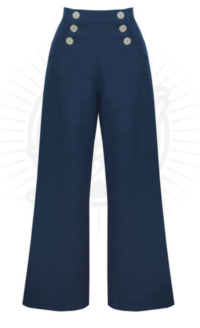 Hose Sailor Slacks, Navy , Plus Size