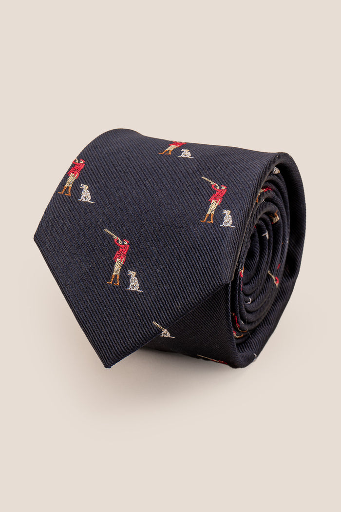 Hunting Navy Silk Tie with luxurious design, ideal for weddings and formal occasions.