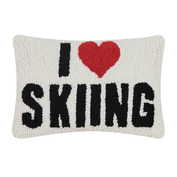 I Heart Skiing Hook Pillow 8x12