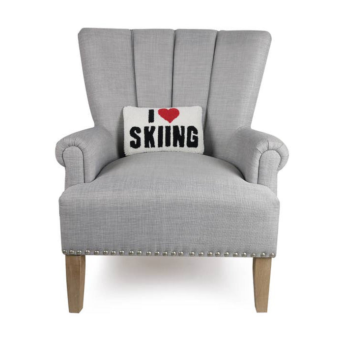 I Heart Skiing Hook Pillow 8x12