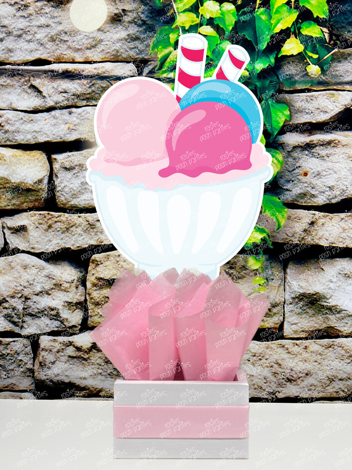 Ice Cream Sundae Theme | Ice Cream Truck Birthday or Baby Shower Table Centerpiece Decoration SET OF 4