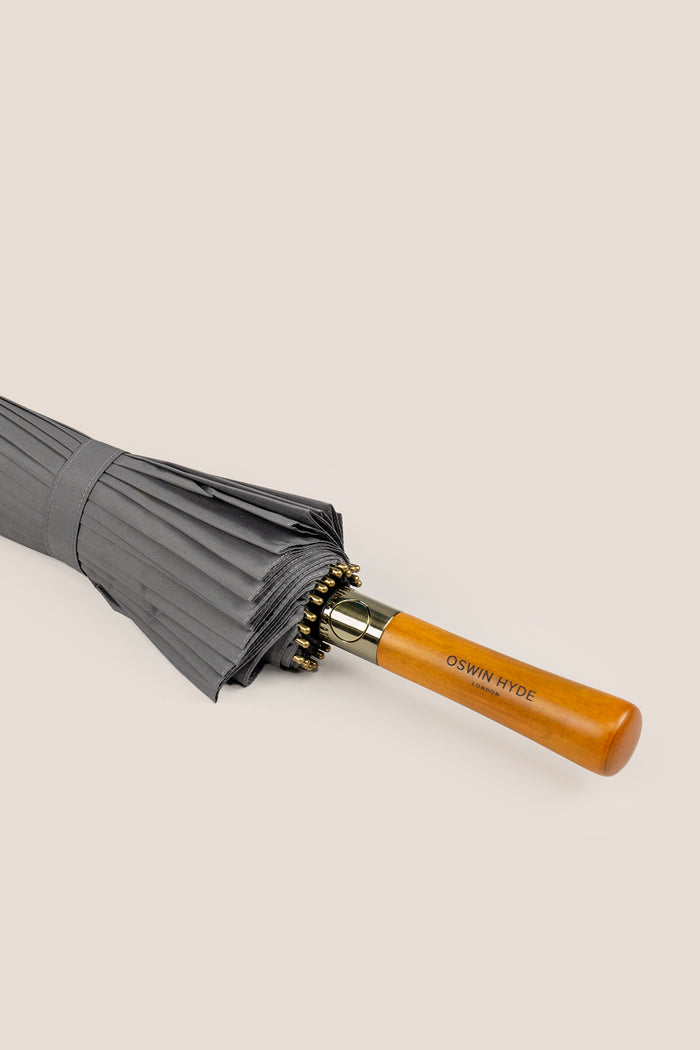 Ivan Grey Straight Handle Long Umbrella | Oswin Hyde.