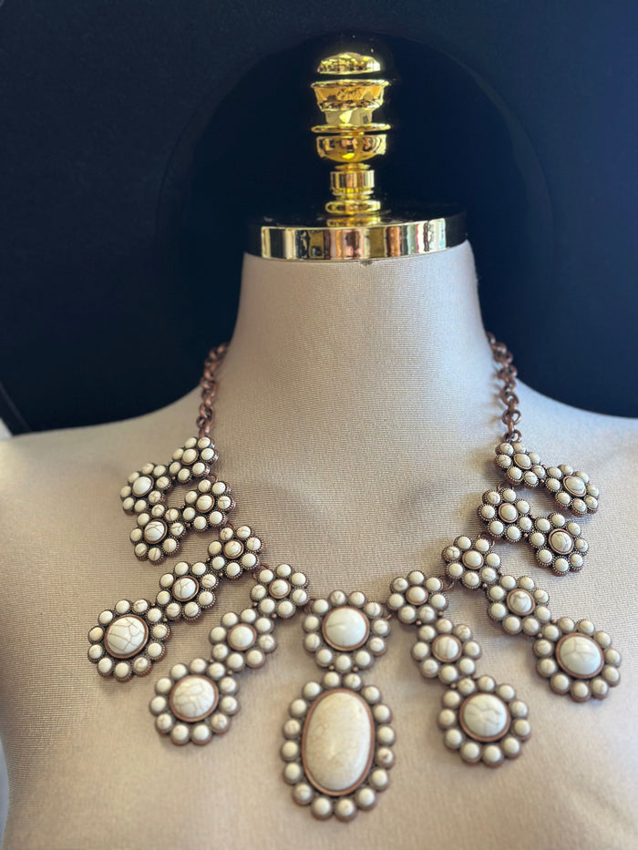 Ivory Flora Western Necklace and Earrings