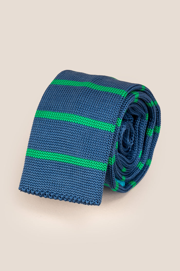 Jack Teal/Green knitted tie with striped design, perfect for weddings, evening events, and formal occasions.