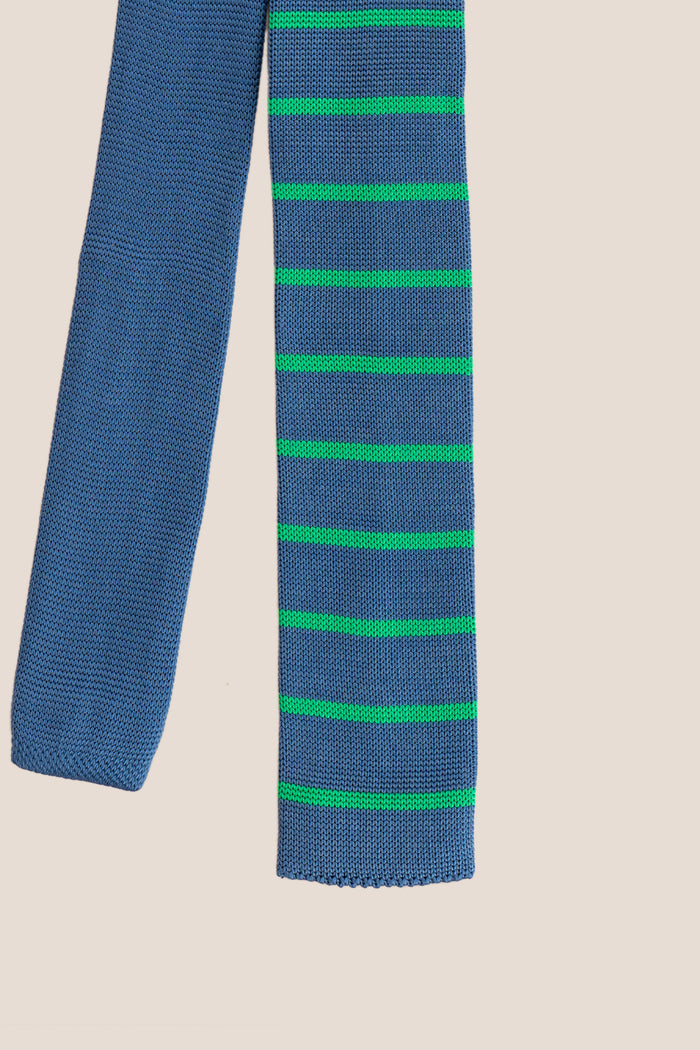 Jack Teal/Green knitted tie with striped design, perfect for weddings, evening events, and formal occasions.