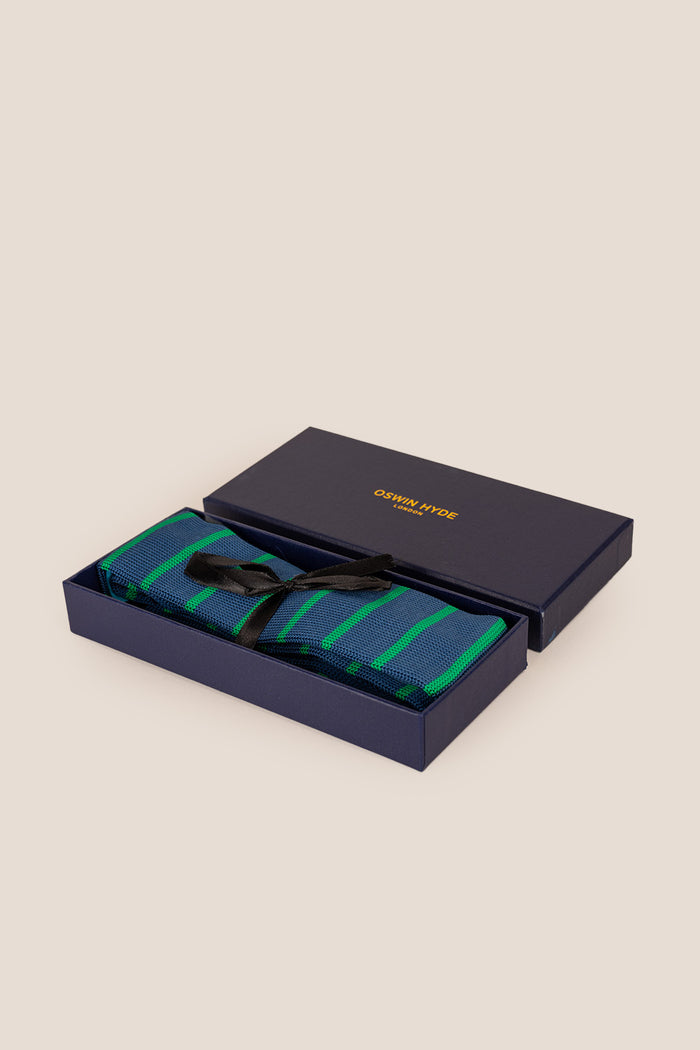 Jack Teal/Green knitted tie with striped design, perfect for weddings, evening events, and formal occasions.