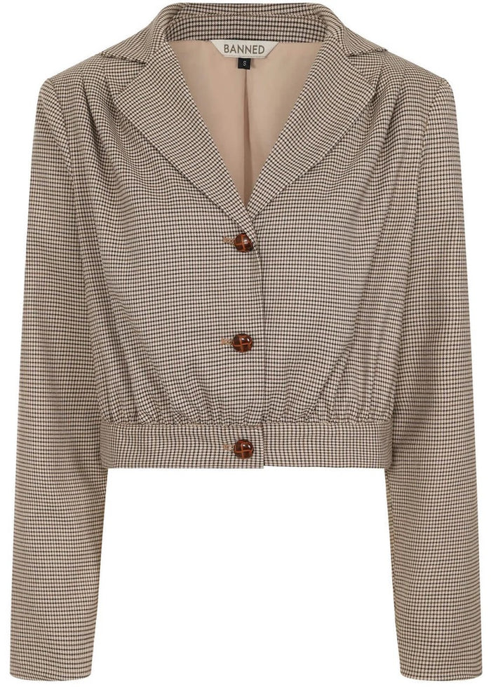 Jacke Robin Houndstooth 40s, Braun, Plus Size