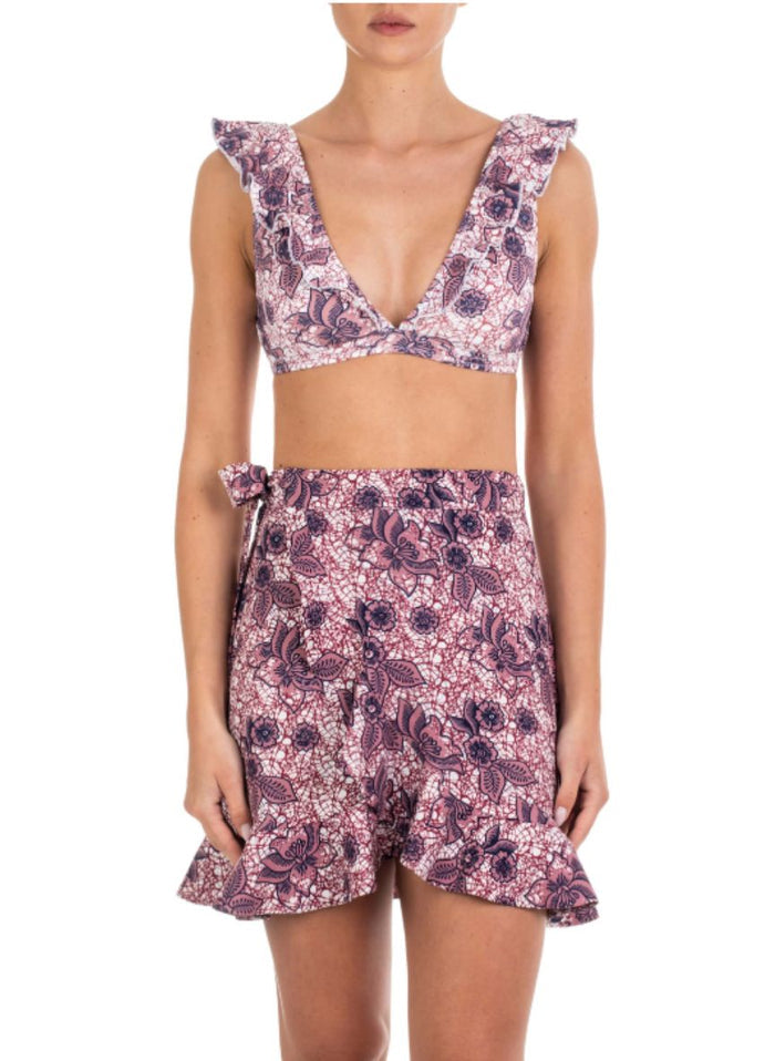 - Jane Mini Skirt Pink Floral Apoella