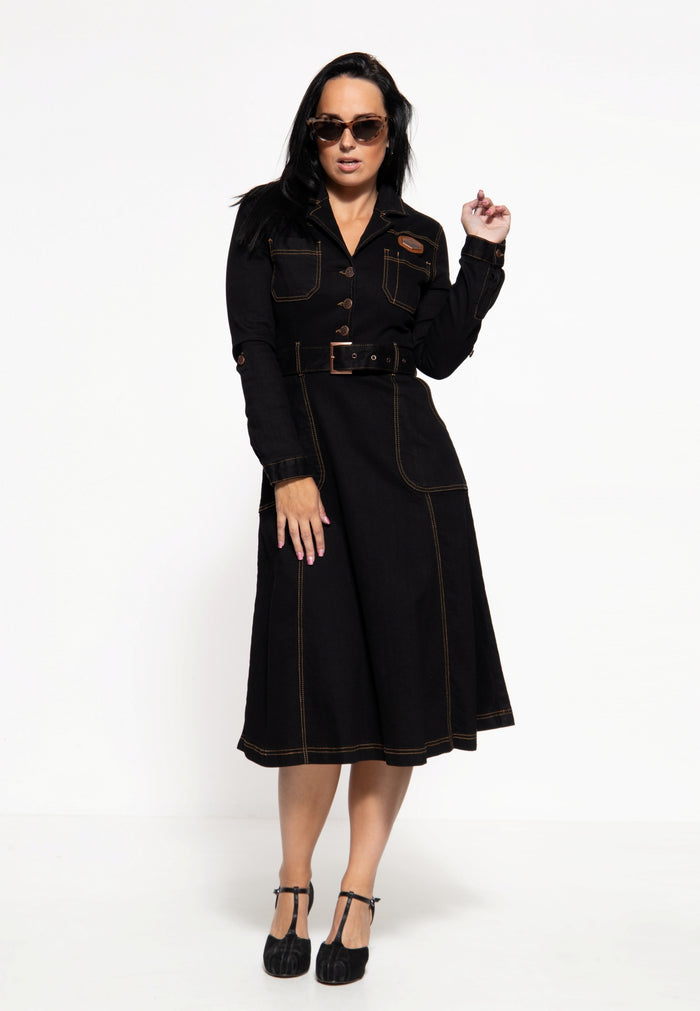 Jeanskleid Workwear Swingdress, Schwarz