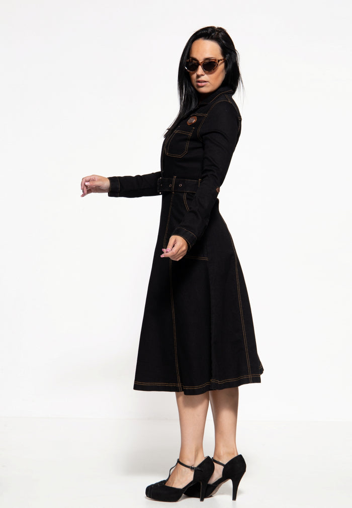 Jeanskleid Workwear Swingdress, Schwarz