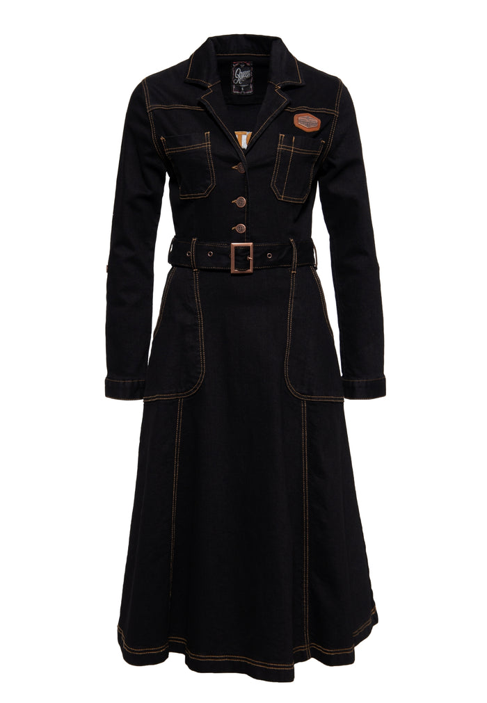 Jeanskleid Workwear Swingdress, Schwarz