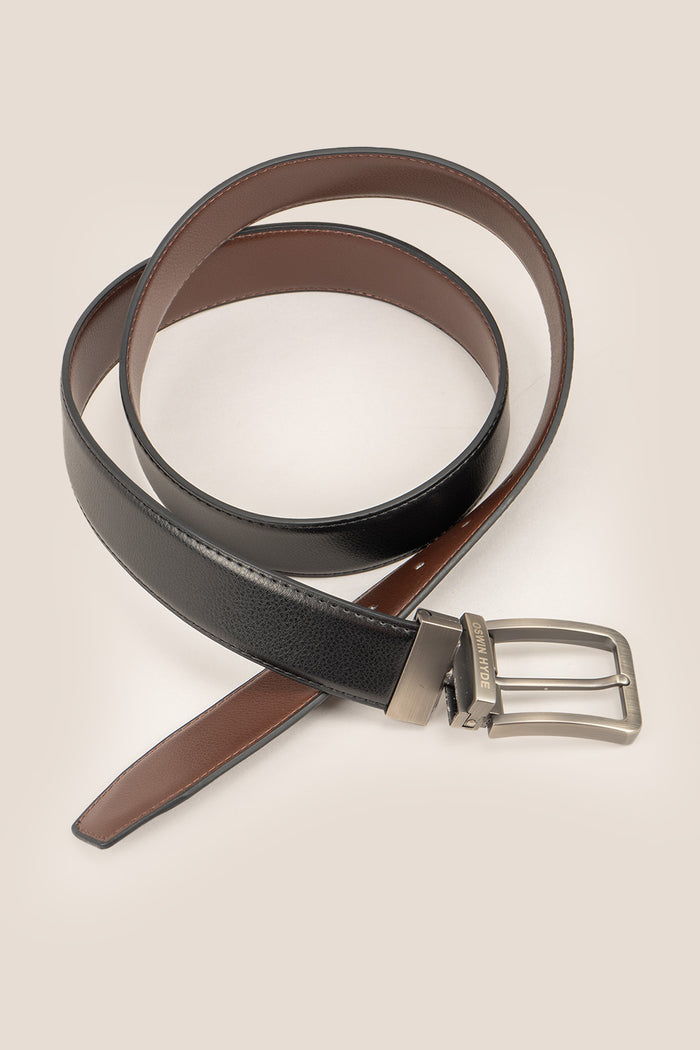Men’s Jim reversible leather belt in black and brown, crafted from premium leather for elegant and versatile wear.