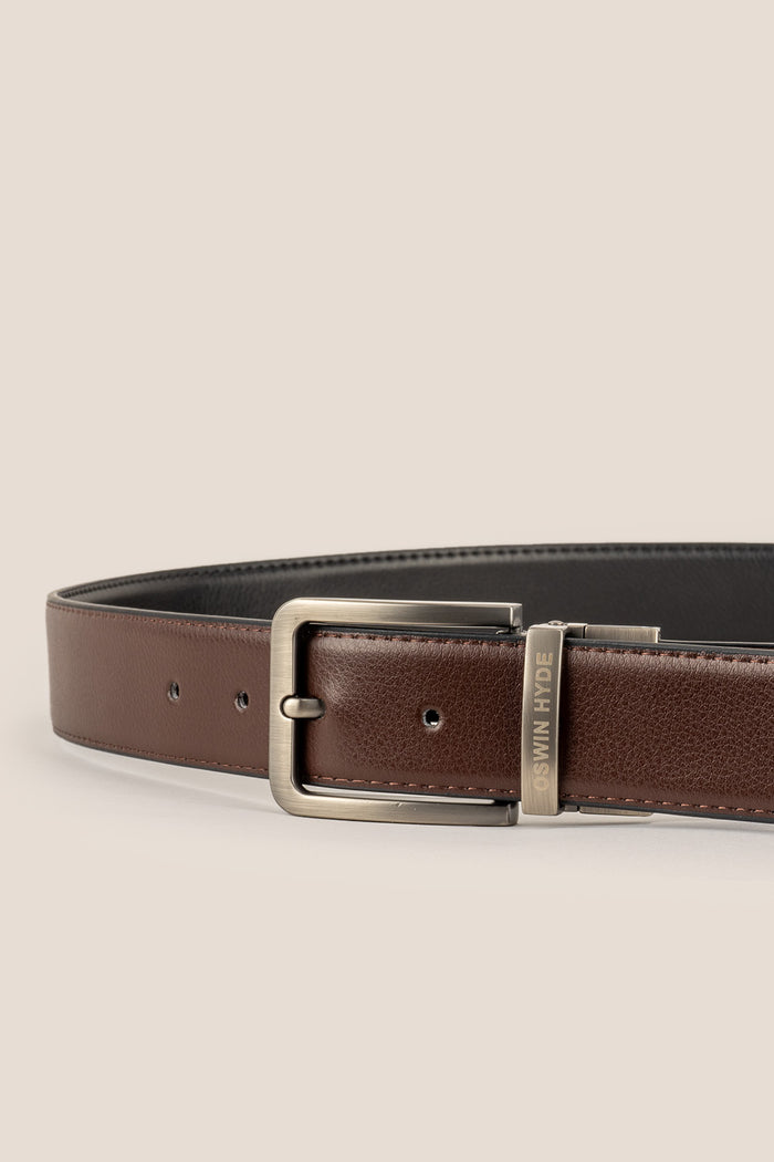 Men’s Jim reversible leather belt in black and brown, crafted from premium leather for elegant and versatile wear.
