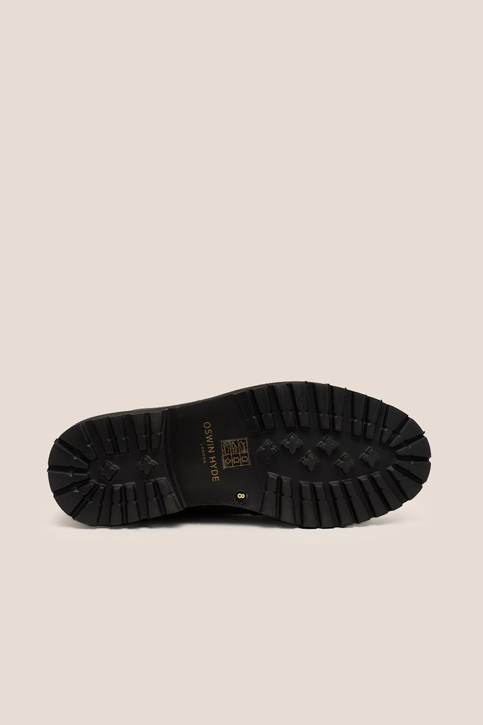 Joshua navy suede Wallabee shoes for men by Oswin Hyde – luxurious casual moccasin-style footwear with soft suede and cushioned insole for all-day comfort.