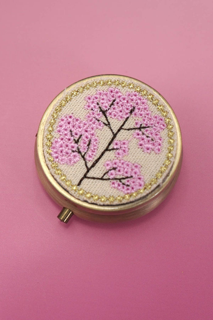 Josslyn Floral Embroidery Jewelry Organizer with Mirror
