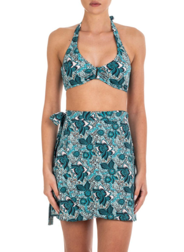 Skirts Emmanuela Swimwear Julie Mini Skirt Green Floral Apoella