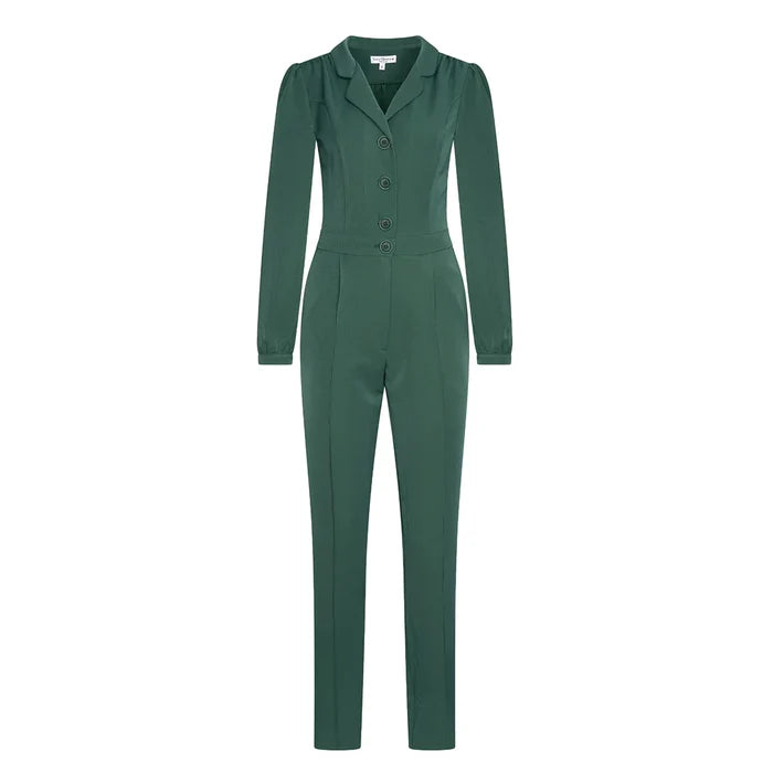 Jumpsuit Longsleeve Green Gabardine, Grün