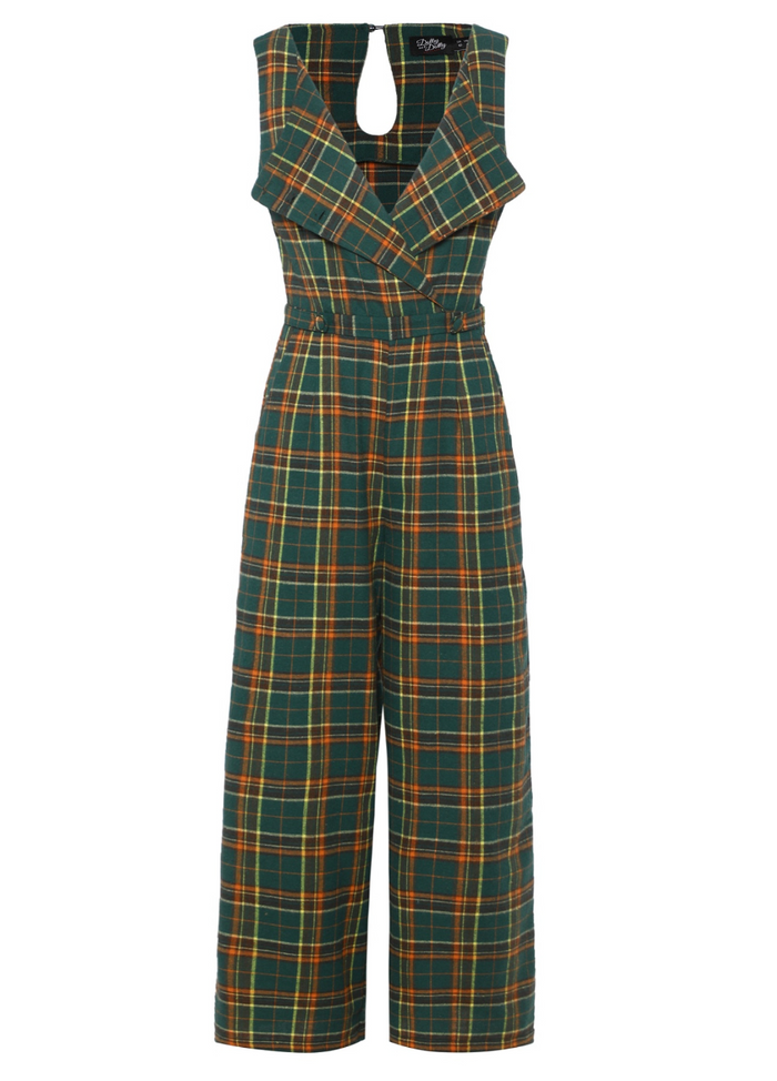 Jumpsuit Sylvia, Grün-Tartan Plus Size