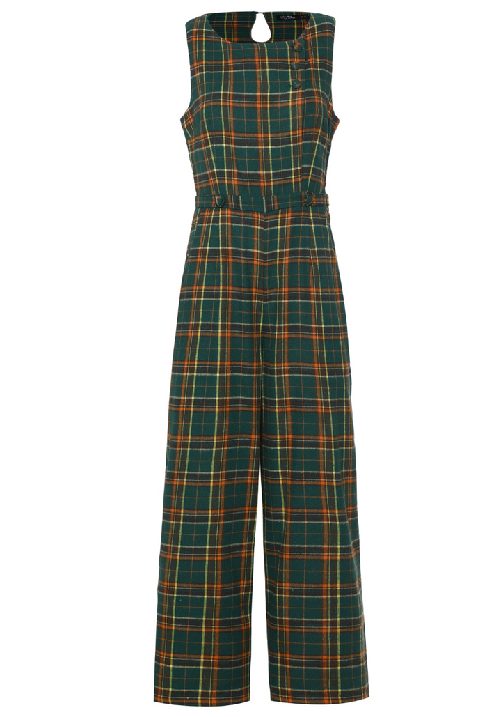 Jumpsuit Sylvia, Grün-Tartan Plus Size