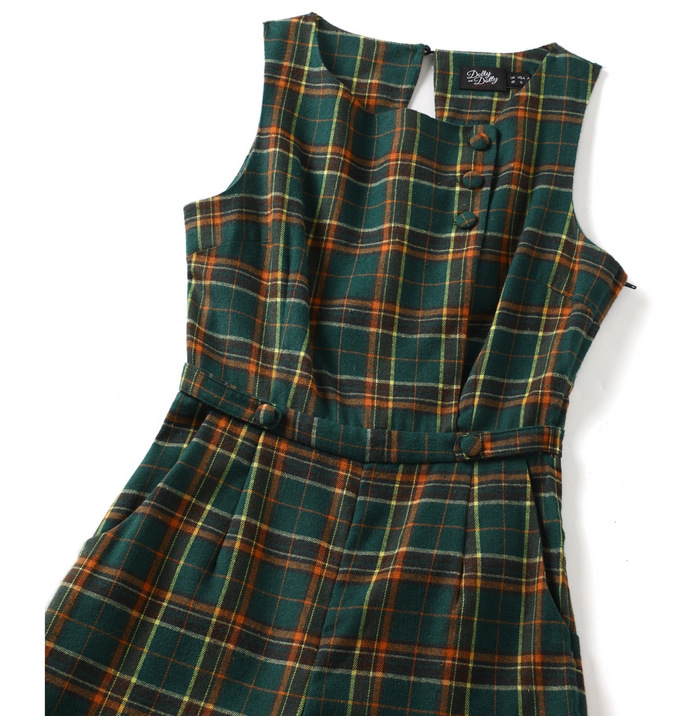 Jumpsuit Sylvia, Grün-Tartan Plus Size
