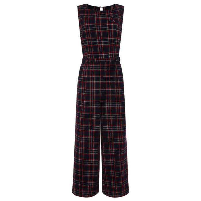 Jumpsuit Sylvia, Navy-Tartan, Plus Size