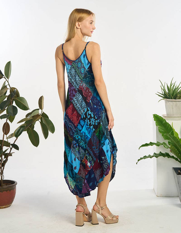 Kathmandu Patchwork Harem Midi Dress ~ Blue