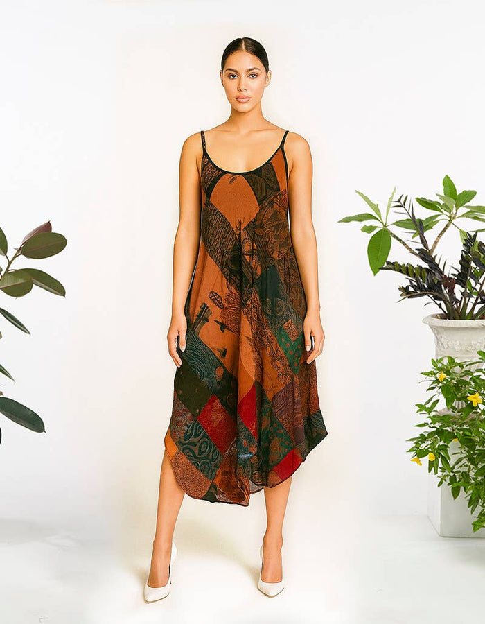 Kathmandu Patchwork Harem Midi Dress ~ Blue
