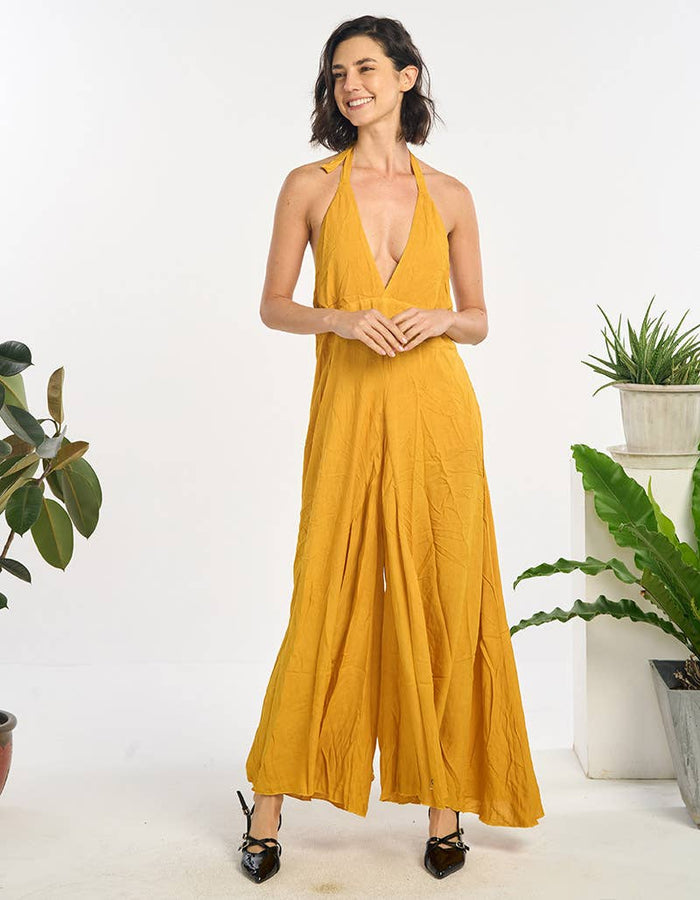 Kathmandu Wide Leg Halter Jumpsuit