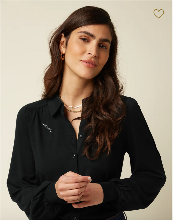 Klassische Bluse Carina Tulum, Schwarz