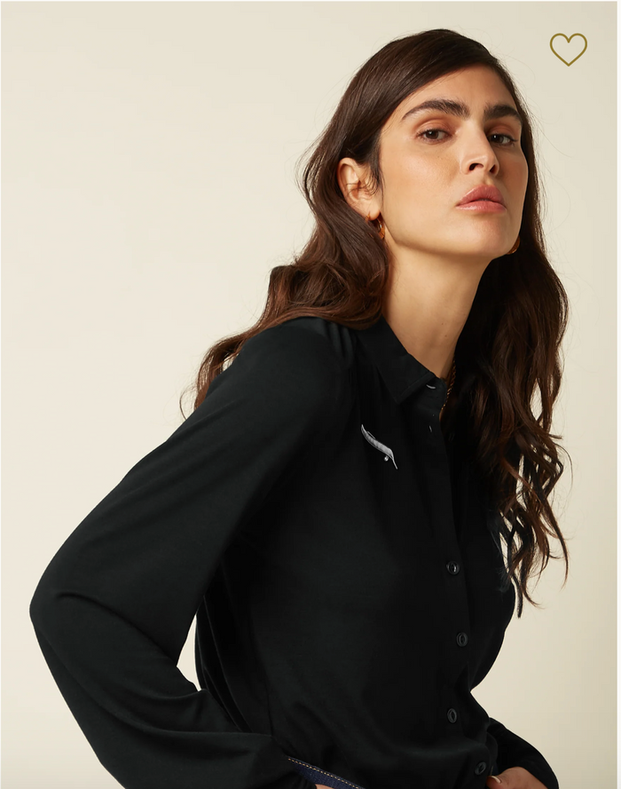 Klassische Bluse Carina Tulum, Schwarz