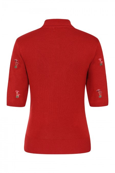 Kurzarm Pullover Mushroom Dreams,Rot