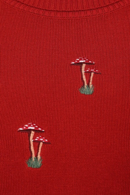 Kurzarm Pullover Mushroom Dreams,Rot
