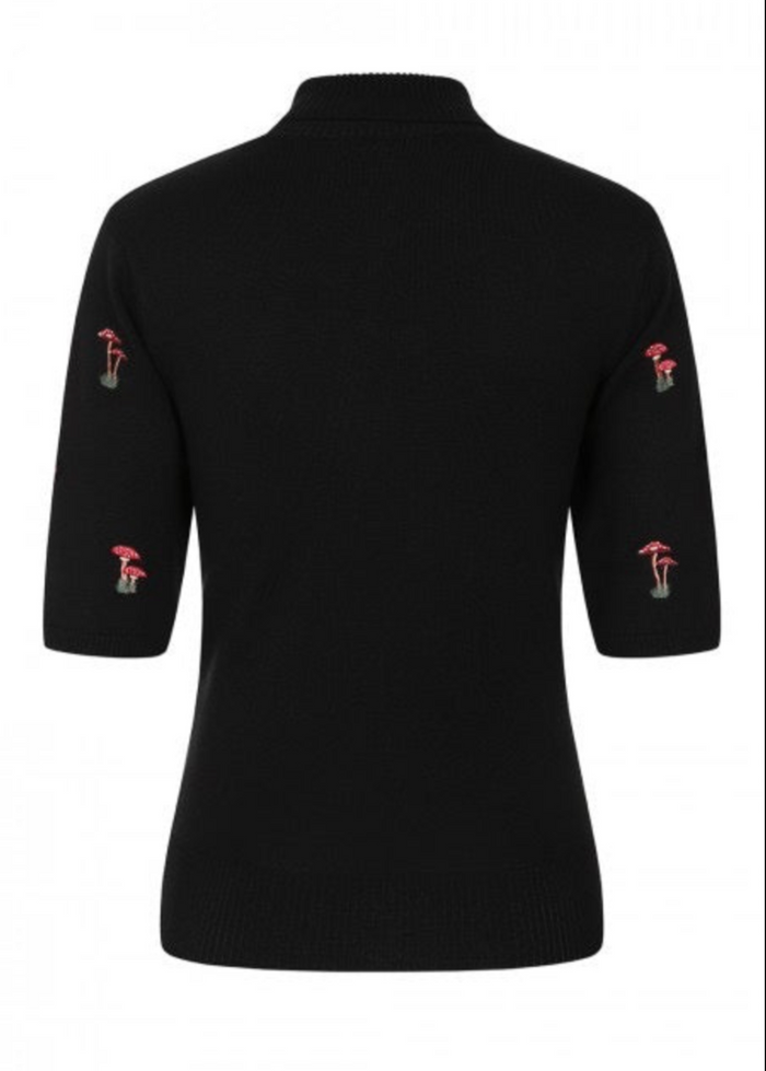 Kurzarm Pullover Mushroom Dreams,Schwarz