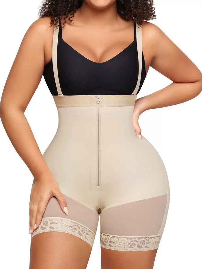 Lace Zipper Adjustable Strap Corset Shapewear