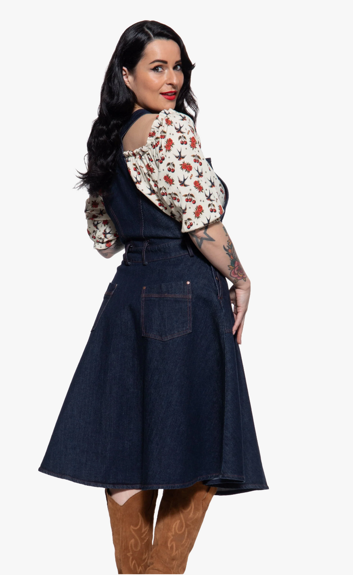 Latzkleid 'Josie' in Denim, Plus Size