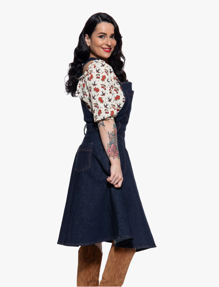 Latzkleid 'Josie' in Denim, Plus Size