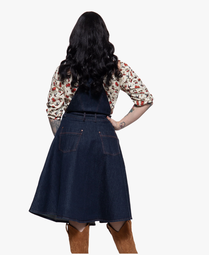 Latzkleid 'Josie' in Denim, Plus Size