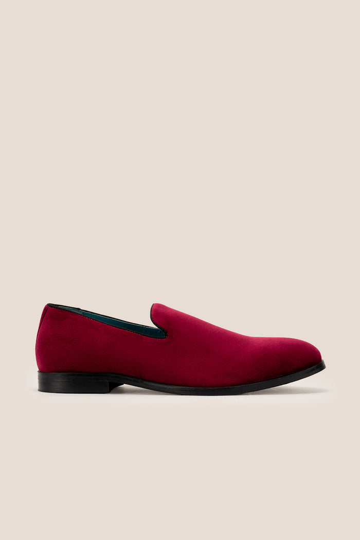 Lennox bordo velvet loafers for men featuring rich velvet texture, elegant design, and a sophisticated silhouette perfect for formal or smart-casual wear.