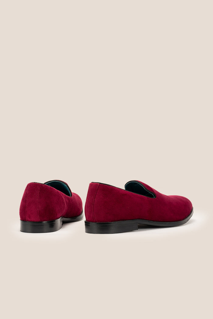 Lennox bordo velvet loafers for men featuring rich velvet texture, elegant design, and a sophisticated silhouette perfect for formal or smart-casual wear.