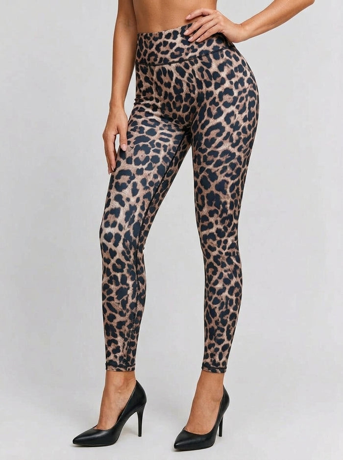 Leopard Deep V Back Scrunch Bum Leggings