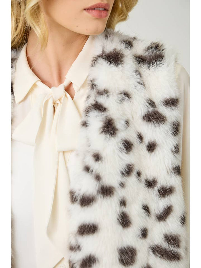 Leopard Faux Fur Vest - Ivory
