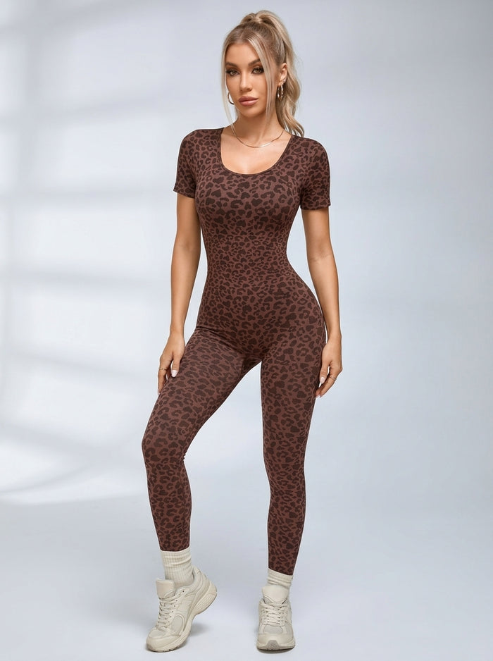 Leopard Print Backless Jumpsuit
