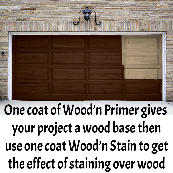 Retique It Wood'n Primer in light wood color applied to a surface, preparing it for finishing or painting.